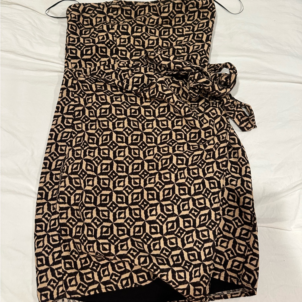 Urban Outfitters Black and Tan Strapless Dress